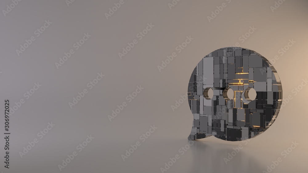 Poster light background 3d rendering symbol of rounded chat bubble icon