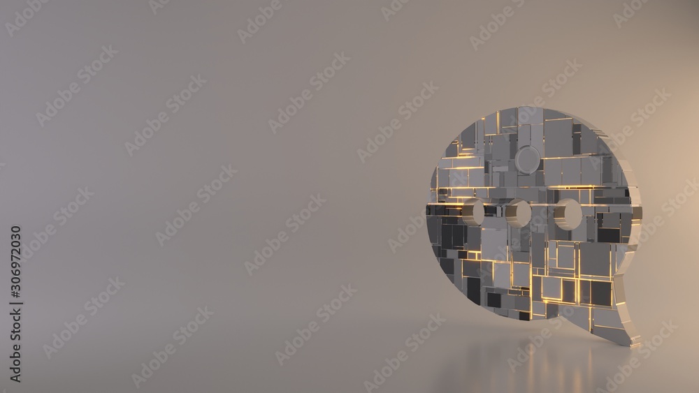 Poster light background 3d rendering symbol of rounded chat bubble icon