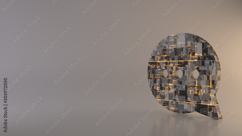 Poster light background 3d rendering symbol of rounded chat bubble icon
