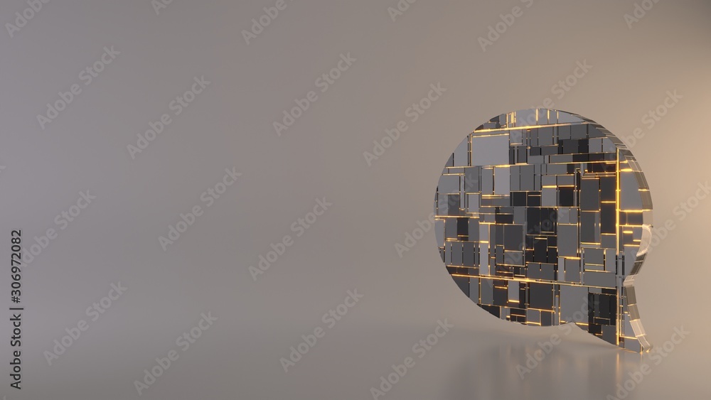 Poster light background 3d rendering symbol of rounded chat bubble icon