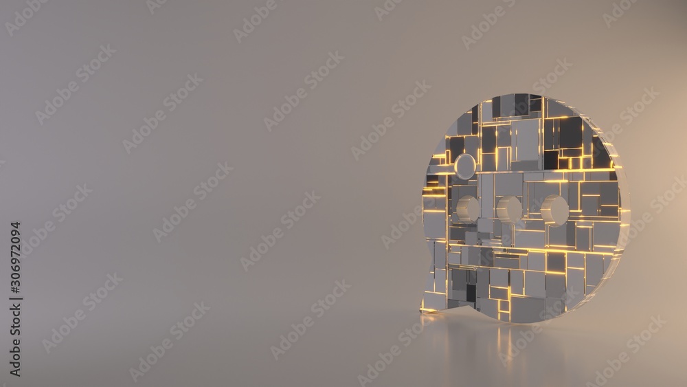 Poster light background 3d rendering symbol of rounded chat bubble icon