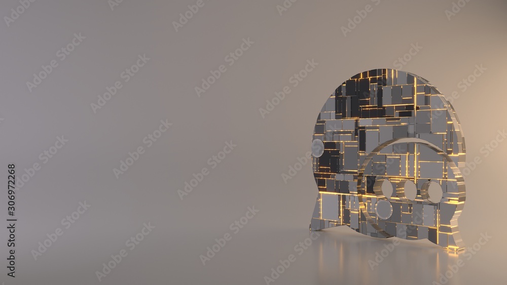 Poster light background 3d rendering symbol of two rounded chat bubble icon