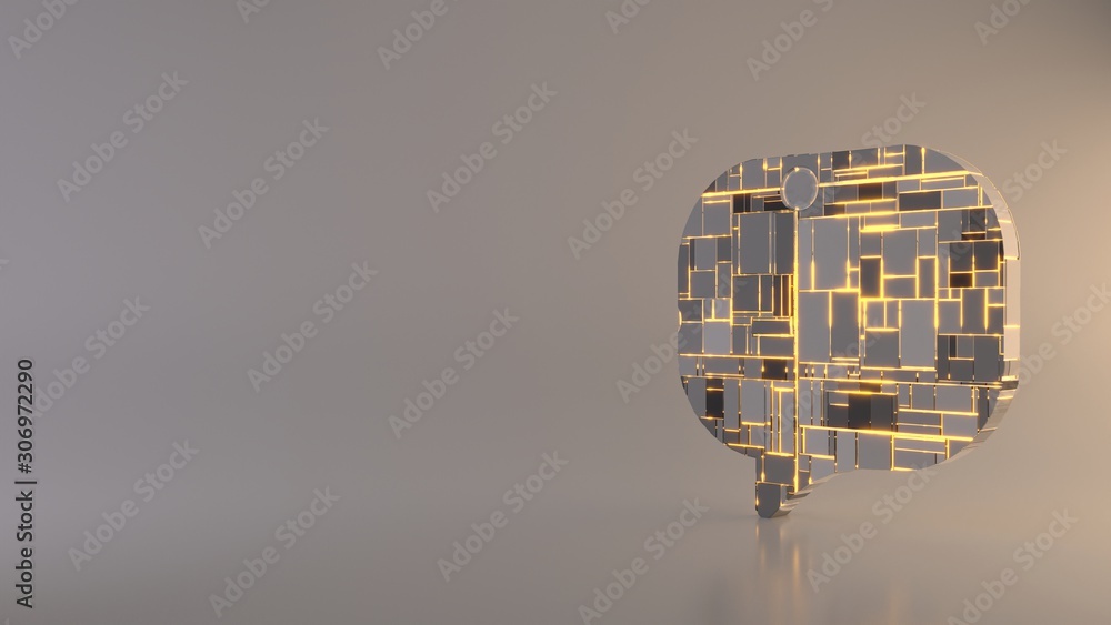Poster light background 3d rendering symbol of rounded chat bubble icon