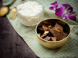Pork liver with garlic and pepper Tradition Thai food