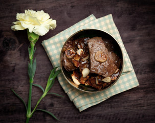 Pork liver with garlic and pepper Tradition Thai food
