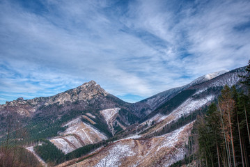 Velky Rozsutec and Stack stacked with snow in winter , slovakia