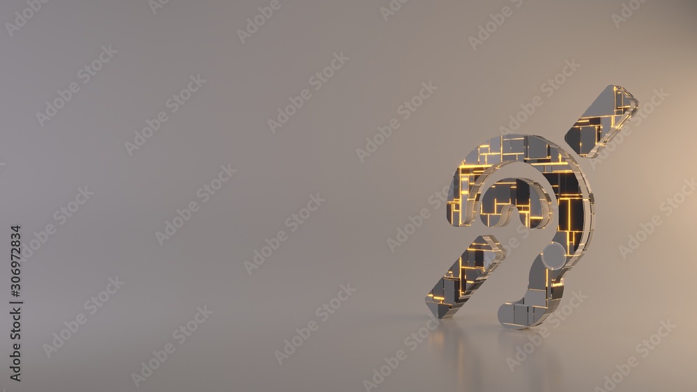 Poster light background 3d rendering symbol of deaf icon