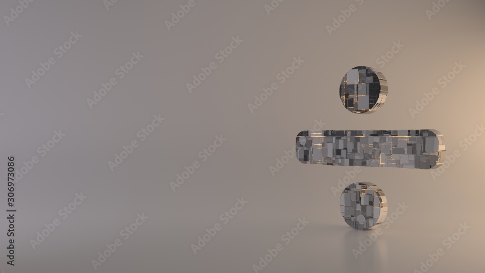 Poster light background 3d rendering symbol of divide icon