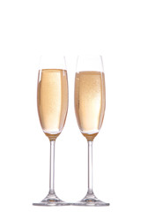 Glasses with champagne isolated on white background