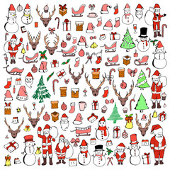 Set of Christmas Drawing illustration Hand drawn doodle Sketch line vector eps10