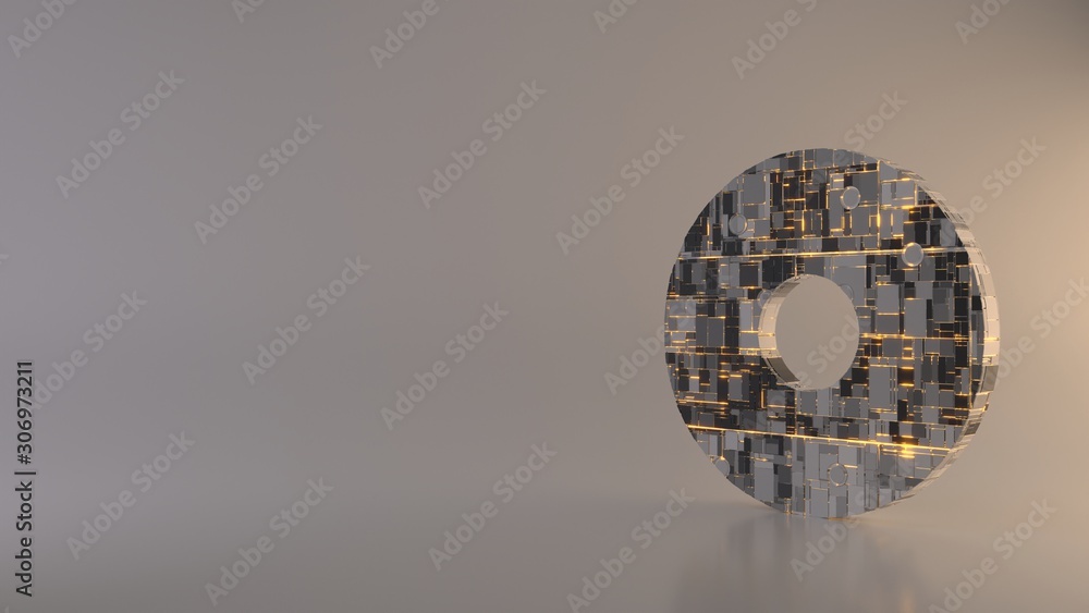Poster light background 3d rendering symbol of dot circle icon