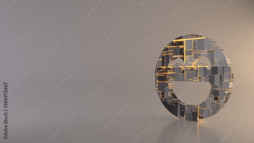 Poster light background 3d rendering symbol of emoticons goofy icon