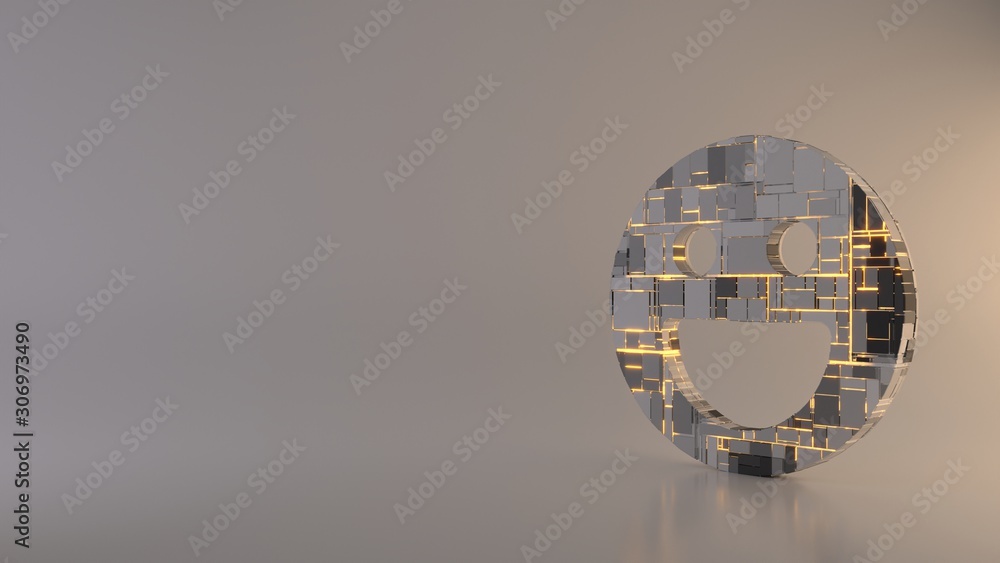 Poster light background 3d rendering symbol of emoticons joyful icon