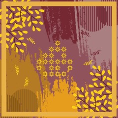 Pattern of hijab motif design with abstract foliage design.