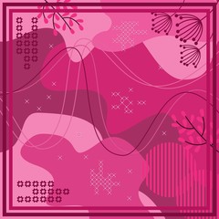 Pattern of hijab motif design with abstract foliage design