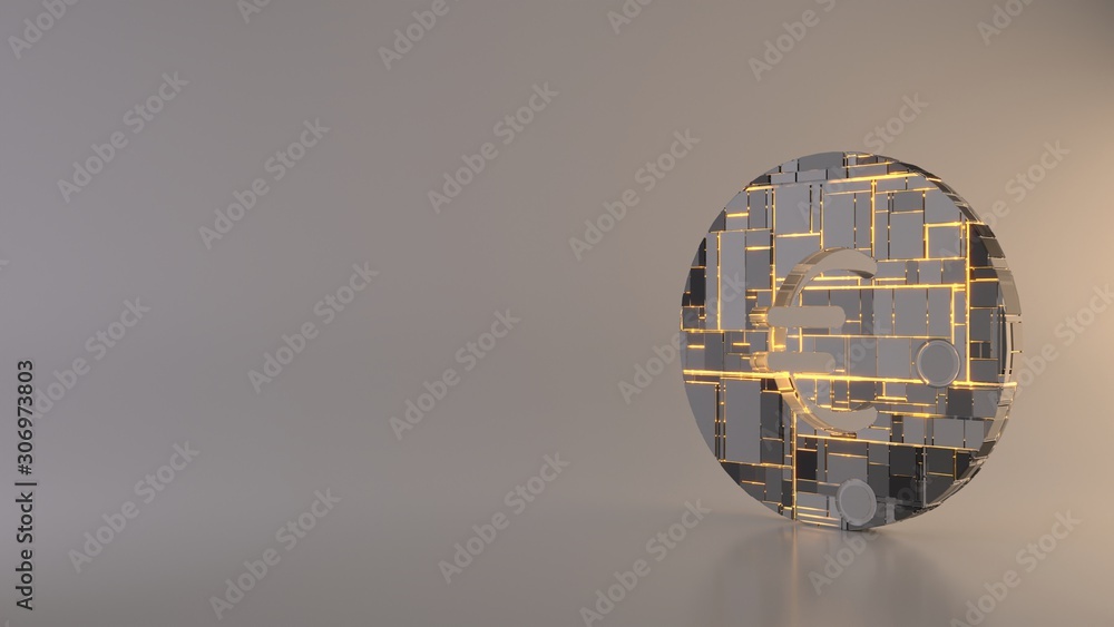Poster light background 3d rendering symbol of euro icon