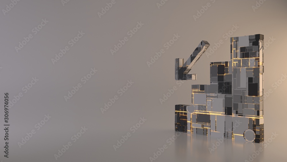 Poster light background 3d rendering symbol of fallen icon
