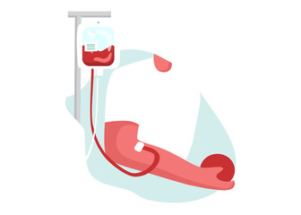 Blood donation. Man pumping his blood to help someone who needs it. stock illustration