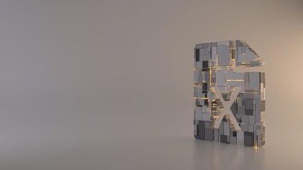 light background 3d rendering symbol of file excel icon