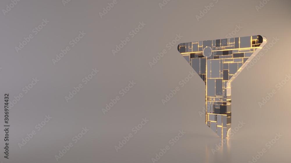 Poster light background 3d rendering symbol of filter icon