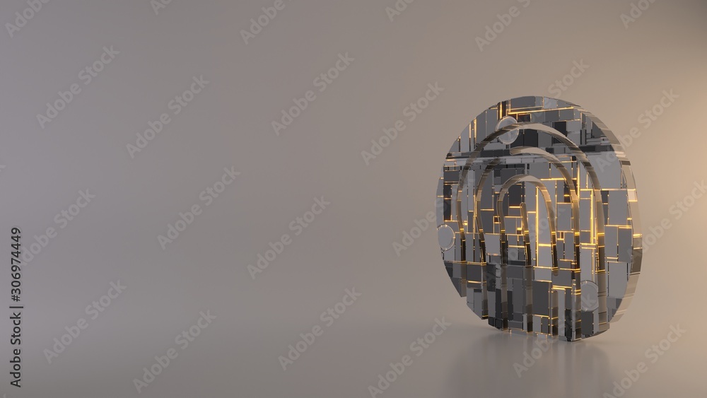 Poster light background 3d rendering symbol of fingerprint09 icon