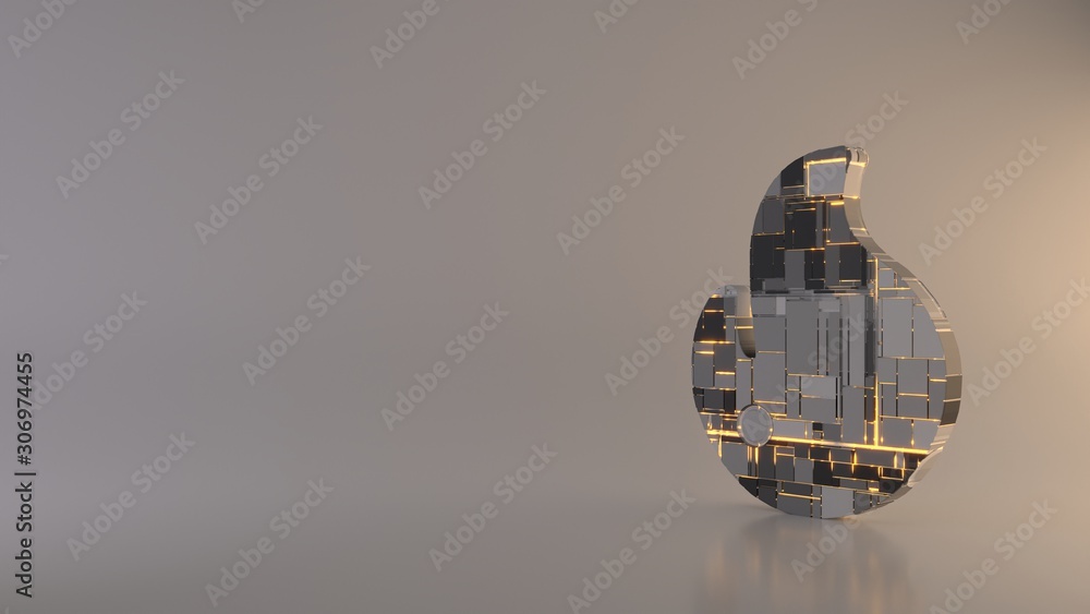 Poster light background 3d rendering symbol of fire icon
