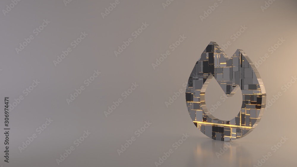 Poster light background 3d rendering symbol of fire icon
