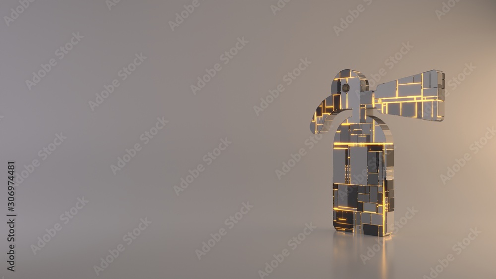 Poster light background 3d rendering symbol of fire extinguisher icon