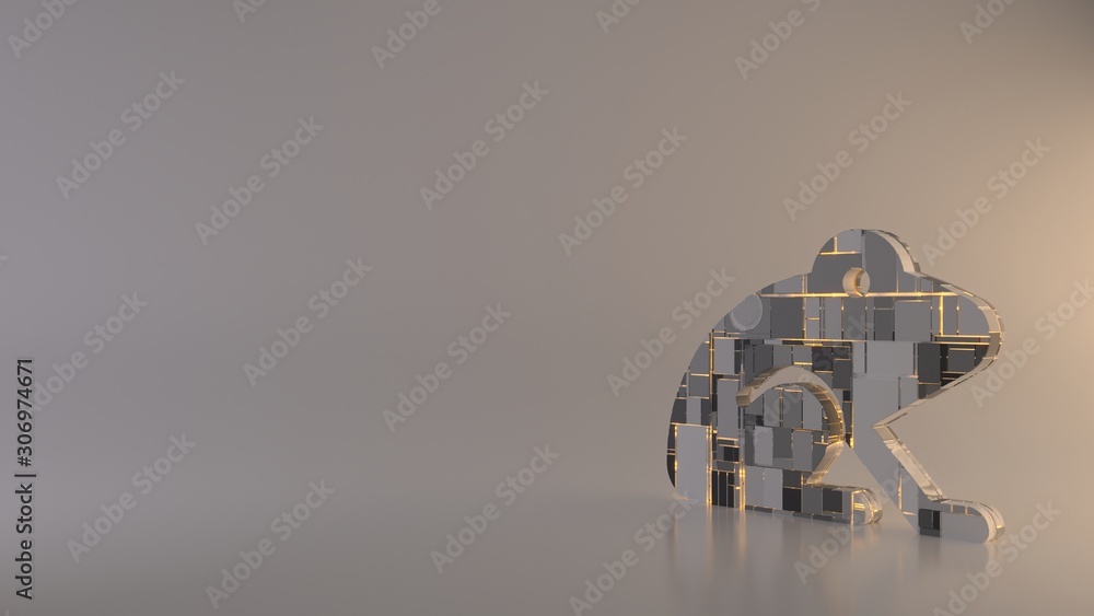 Poster light background 3d rendering symbol of frog icon