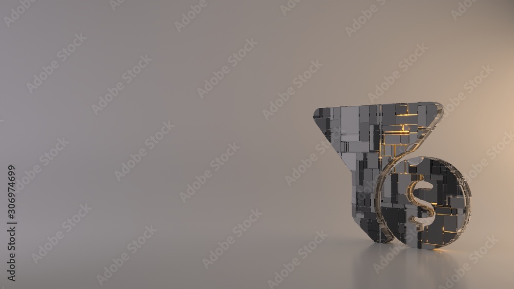 Poster light background 3d rendering symbol of funnel dollar icon