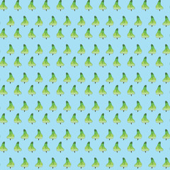 Seamless pattern of hand drawn Christmas trees. Stylized marker drawing of green fir trees on a blue background. Christmas background. Perfect for textile, posters, postcards, paper