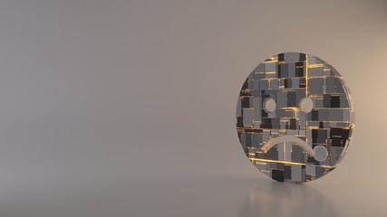 light background 3d rendering symbol of frown icon