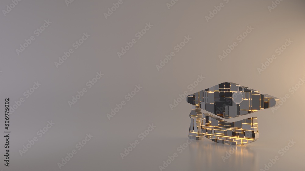 Poster light background 3d rendering symbol of graduation cap icon