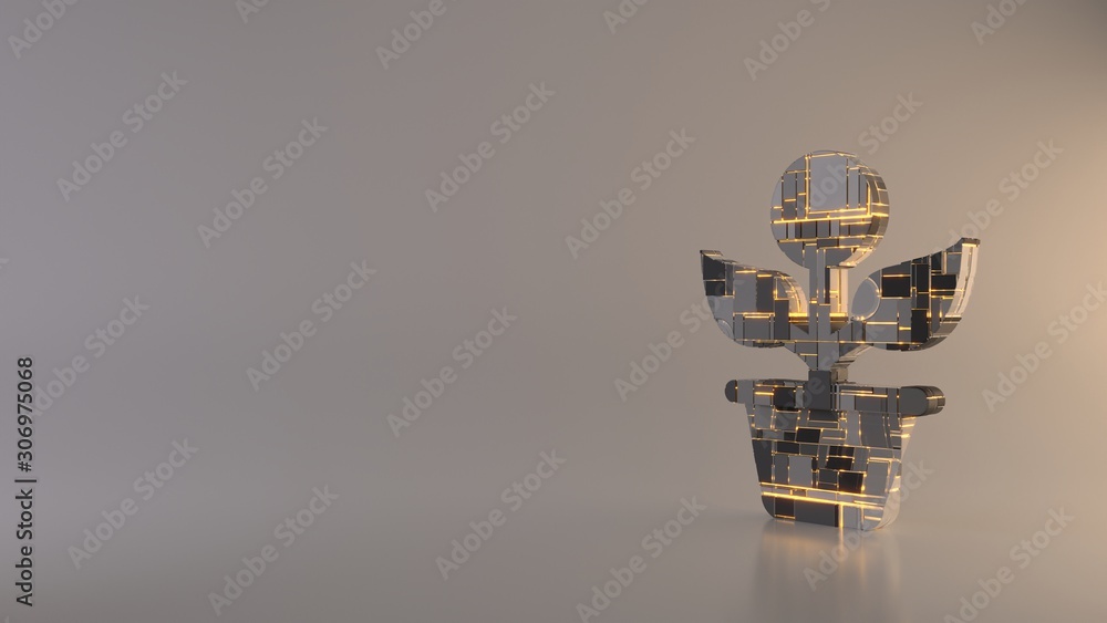 Poster light background 3d rendering symbol of growth icon