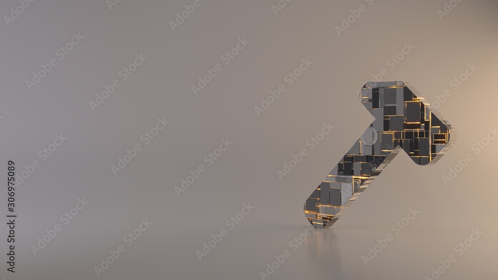 Poster light background 3d rendering symbol of hammer icon