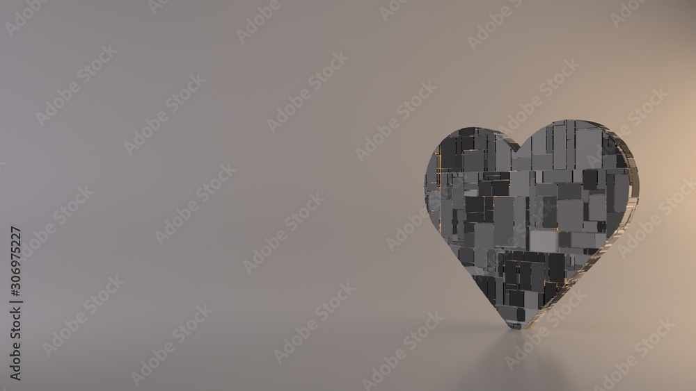 Poster light background 3d rendering symbol of heart icon