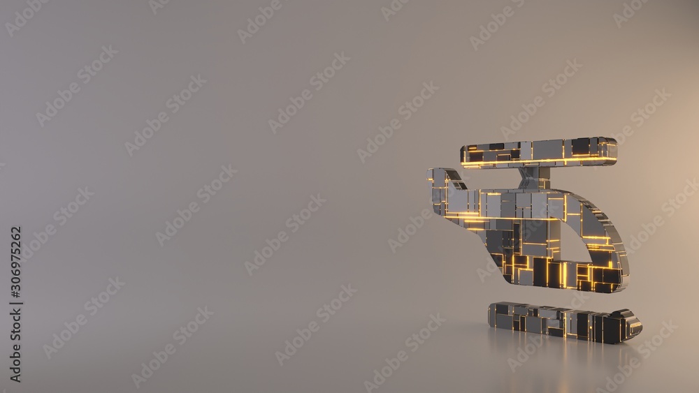 Poster light background 3d rendering symbol of helicopter icon