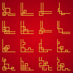 Set of oriental chinese border ornament, vector illustration