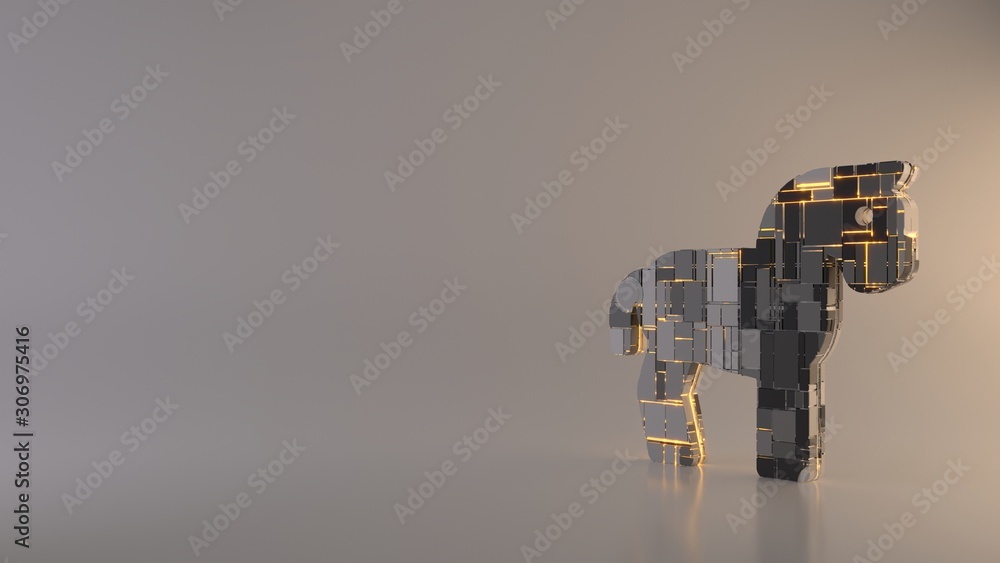 Poster light background 3d rendering symbol of horse icon