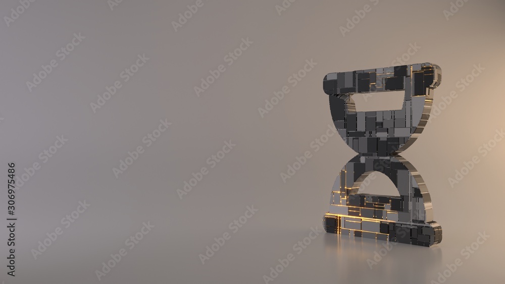 Poster light background 3d rendering symbol of hourglass half icon