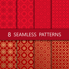 Set of golden chinese seamless pattern, vector illustration