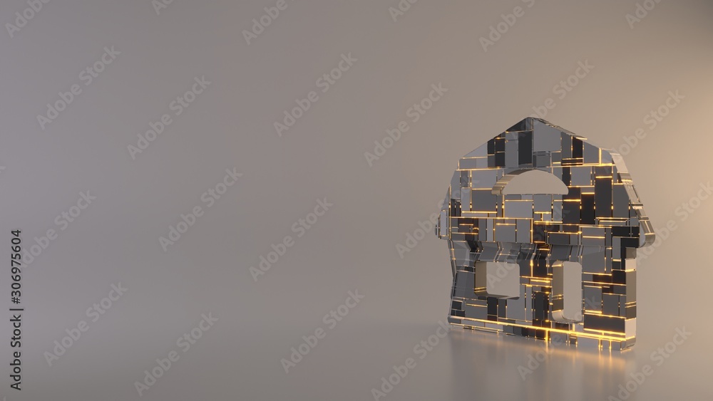Poster light background 3d rendering symbol of house icon