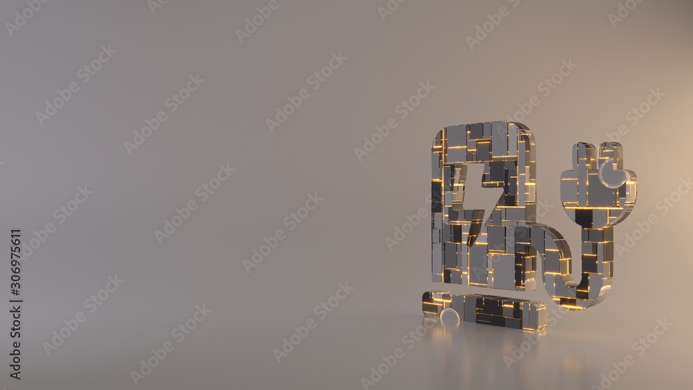Poster light background 3d rendering symbol of charging station icon