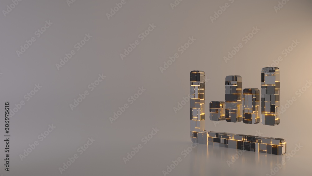 Poster light background 3d rendering symbol of chart bar icon