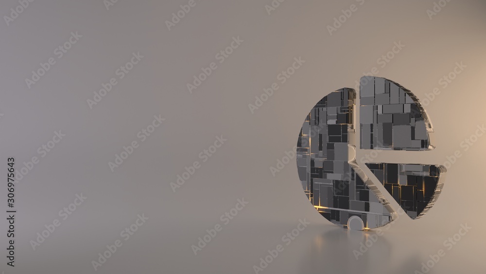 Poster light background 3d rendering symbol of chart pie icon