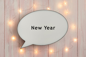 New Year On Speech Bubble with Fairy Lights