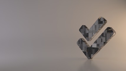 light background 3d rendering symbol of check double icon