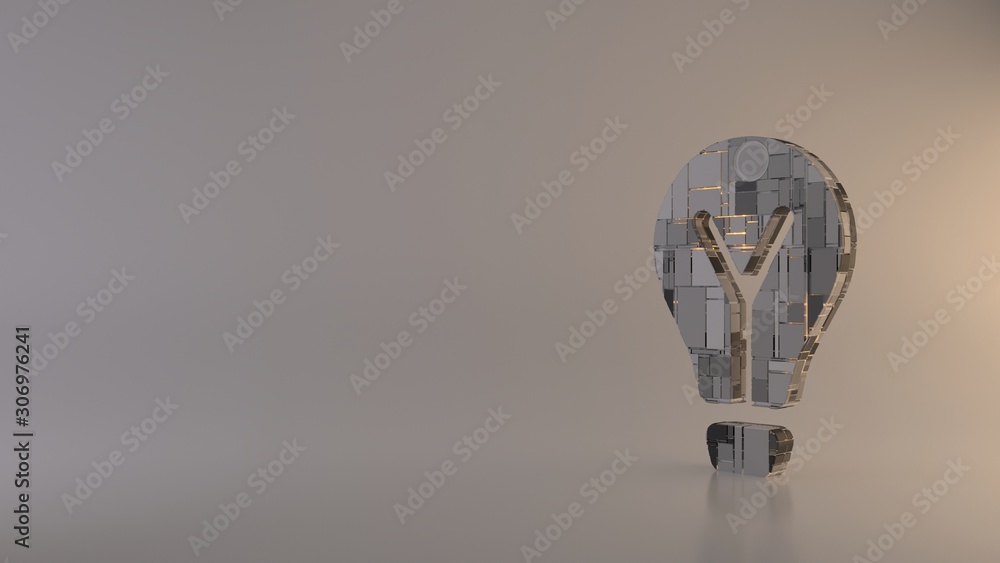 Poster light background 3d rendering symbol of light bulb icon