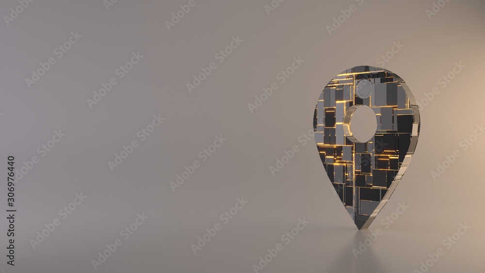 Poster light background 3d rendering symbol of map placeholder icon