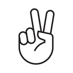 Hand showing victory sign icon.